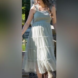 Green Midi Tulle Dress